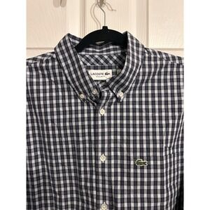 Lacoste mens large regular fit plaid long sleeve shirt button up cotton